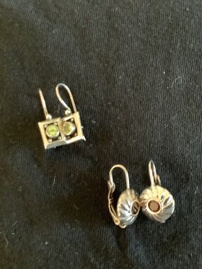 Silver Garnet and Peridot Earrings